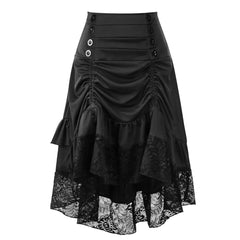 Women’s Gothic Steampunk High-Waist Lace Bustle Skirt – Victorian Pirate Cosplay & Renaissance Costume