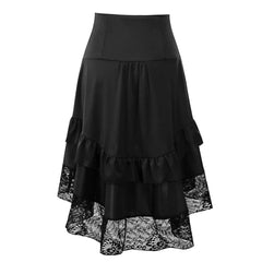 Women’s Gothic Steampunk High-Waist Lace Bustle Skirt – Victorian Pirate Cosplay & Renaissance Costume