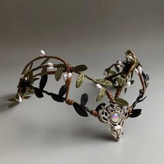Elven Enchanted Forest Stag Tiara – Woodland Deer Crown Headpiece for Fairycore, Renaissance & Cosplay