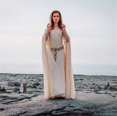 Women’s Celtic Elven Queen Lace Dress & Hooded Cloak Set – Medieval Renaissance Fair & Cosplay Costume