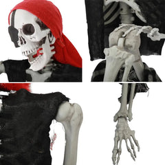5.5FT Life-Size Poseable Pirate Skeleton – Realistic Full Body Halloween Decoration with Movable Joints