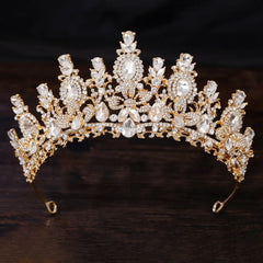 Royal Fantasy Crystal Crown – Baroque Medieval Queen Rhinestone Bridal Tiara for Cosplay & Renaissance Faire