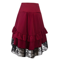 Women’s Gothic Steampunk High-Waist Lace Bustle Skirt – Victorian Pirate Cosplay & Renaissance Costume