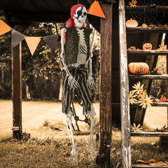 5.5FT Life-Size Poseable Pirate Skeleton – Realistic Full Body Halloween Decoration with Movable Joints