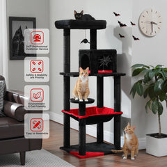 Gothic Cat Tree Tower – Multi-Level with Condo, Hammock, Sisal Scratching Posts & Top Perch