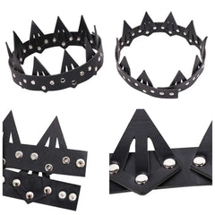 Dark Medieval Spiked PU Leather Crown – Fantasy King, Queen & Warrior Headpiece