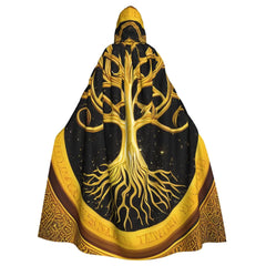 Women’s Hooded Tree of Life Cloak – Celtic Medieval Costume Cape for Witch & Elf Cosplay