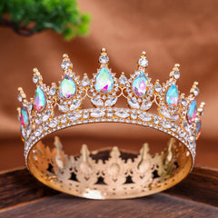 Royal Fantasy Crystal Crown – Medieval Queen Rhinestone Tiara for Cosplay