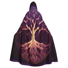 Women’s Hooded Tree of Life Cloak – Celtic Medieval Costume Cape for Witch & Elf Cosplay