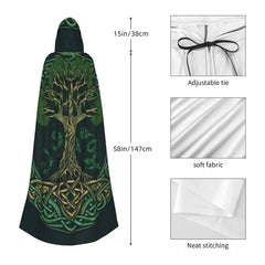 Women’s Hooded Tree of Life Cloak – Celtic Medieval Costume Cape for Witch & Elf Cosplay