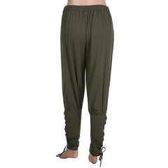 Men’s Laced Harem Pants – Renaissance LARP & Pirate Cosplay Trousers with Drawstring Waist