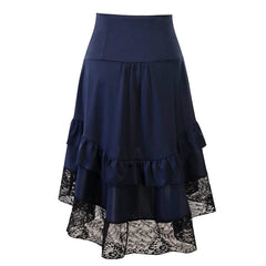 Women’s Gothic Steampunk High-Waist Lace Bustle Skirt – Victorian Pirate Cosplay & Renaissance Costume