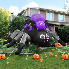 10FT Halloween Inflatable Spider with Baby – Giant Light-Up Outdoor Yard Decoration with LED Lights