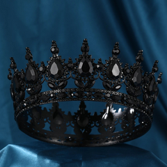 Royal Fantasy Crystal Crown – Baroque Medieval King & Queen Rhinestone Tiara for Cosplay, Weddings & Renaissance Faire