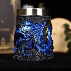 Dragon Lair Tankard – Medieval Fantasy Mug with Gemstone Sword Handle and Stainless Steel Interior