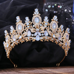 Royal Fantasy Crystal Crown – Baroque Medieval Queen Rhinestone Bridal Tiara for Cosplay & Renaissance Faire