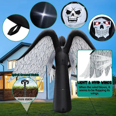 12FT Halloween Inflatable Grim Reaper with Wings – Giant Light-Up Yard Decoration with Sword & Glowing Eyes