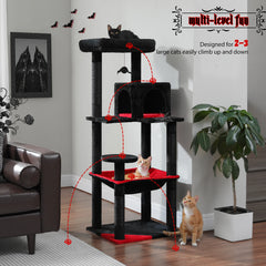 Gothic Cat Tree Tower – Multi-Level with Condo, Hammock, Sisal Scratching Posts & Top Perch