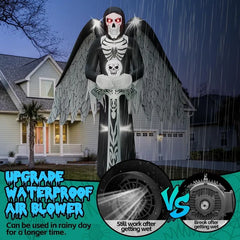 12FT Halloween Inflatable Grim Reaper with Wings – Giant Light-Up Yard Decoration with Sword & Glowing Eyes
