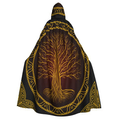 Women’s Hooded Tree of Life Cloak – Celtic Medieval Costume Cape for Witch & Elf Cosplay