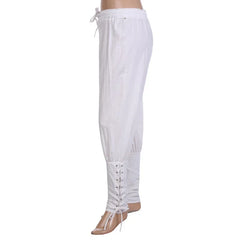 Men’s Laced Harem Pants – Renaissance LARP & Pirate Cosplay Trousers with Drawstring Waist