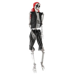 5.5FT Life-Size Poseable Pirate Skeleton – Realistic Full Body Halloween Decoration with Movable Joints