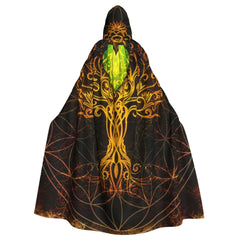 Women’s Hooded Tree of Life Cloak – Celtic Medieval Costume Cape for Witch & Elf Cosplay