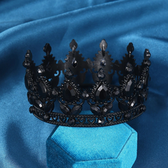 Royal Fantasy Crystal Crown – Baroque Medieval King & Queen Rhinestone Tiara for Cosplay, Weddings & Renaissance Faire