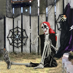 5.5FT Life-Size Poseable Pirate Skeleton – Realistic Full Body Halloween Decoration with Movable Joints
