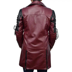 Men’s Steampunk Gothic Trench Coat – Punk Faux Leather Biker Jacket for Cosplay & Alternative Fashion