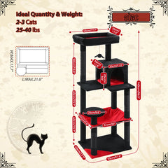 Gothic Cat Tree Tower – Multi-Level with Condo, Hammock, Sisal Scratching Posts & Top Perch
