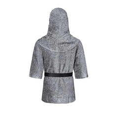 Men’s Medieval Knight Costume Set – Faux Chainmail Hooded Shirt, Belt & Bracers for Cosplay, Renaissance Faire & Halloween
