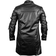 Men’s Steampunk Gothic Trench Coat – Punk Faux Leather Biker Jacket for Cosplay & Alternative Fashion