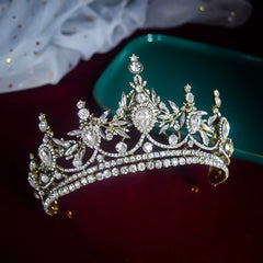 Vintage Victorian-Inspired Bronze Gold Crystal Bridal Tiara Crown — Rhinestone Pageant & Princess Headpiece for Wedding, Prom & Cosplay