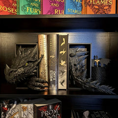 Dragon Bookends – 2-Piece Resin Fantasy Book Holder Set for Bookshelf or Home Office Decoration
