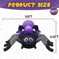 10FT Halloween Inflatable Spider with Baby – Giant Light-Up Outdoor Yard Decoration with LED Lights