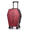 Gothic Coffin Rolling Suitcase – Medieval Vampire Travel Luggage with Cross Design for Gothic & Fantasy Travelers