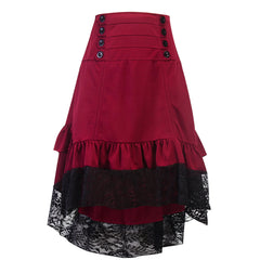 Women’s Gothic Steampunk High-Waist Lace Bustle Skirt – Victorian Pirate Cosplay & Renaissance Costume