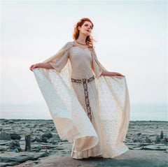 Women’s Celtic Elven Queen Lace Dress & Hooded Cloak Set – Medieval Renaissance Fair & Cosplay Costume