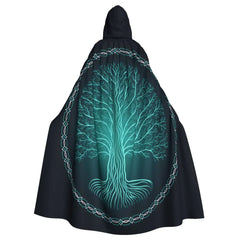 Women’s Hooded Tree of Life Cloak – Celtic Medieval Costume Cape for Witch & Elf Cosplay