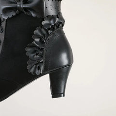 Women's Vintage Victorian Lace-Up Boots – Gothic Lolita Ruffle Trim High Heel Cosplay Shoes