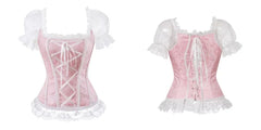 Women’s Lace-Embroidered Off-Shoulder Overbust Corset Blouse – Victorian Renaissance Fantasy Bustier Top