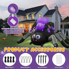10FT Halloween Inflatable Spider with Baby – Giant Light-Up Outdoor Yard Decoration with LED Lights