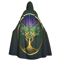 Women’s Hooded Tree of Life Cloak – Celtic Medieval Costume Cape for Witch & Elf Cosplay