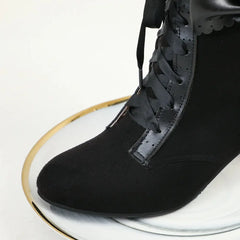 Women's Vintage Victorian Lace-Up Boots – Gothic Lolita Ruffle Trim High Heel Cosplay Shoes