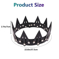 Dark Medieval Spiked PU Leather Crown – Fantasy King, Queen & Warrior Headpiece