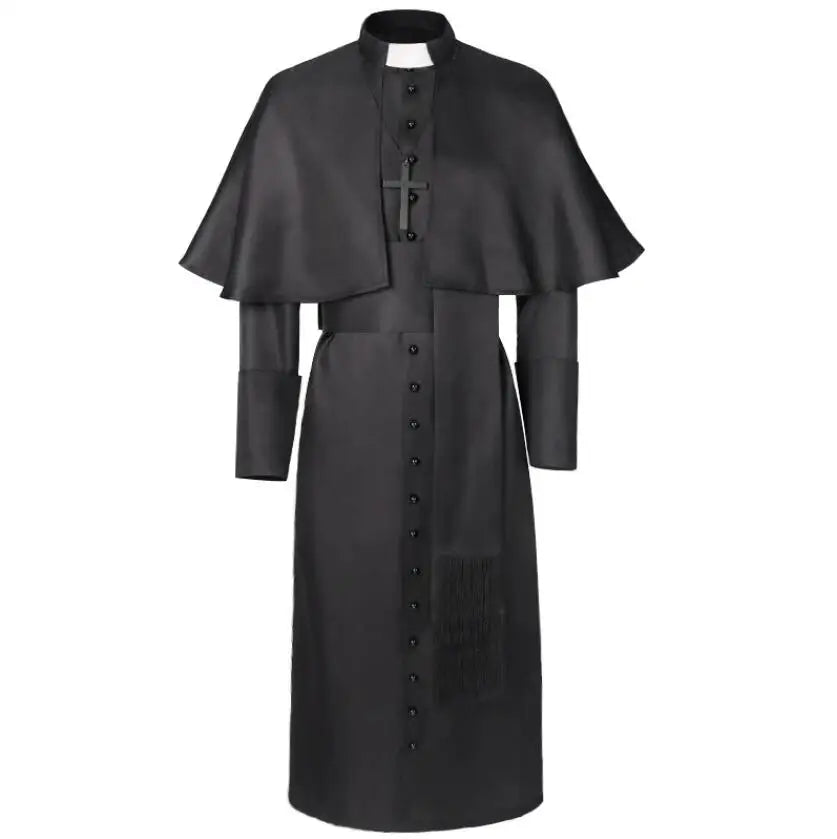 Men’s Gothic Clerical Cassock – Medieval Catholic Priest Costume White / XXXL
