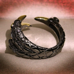 Gothic Dragon Claw Ring – Gold & Silver Zinc Alloy with Pink Zircon Crystal Eye