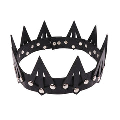 Dark Medieval Spiked PU Leather Crown – Fantasy King, Queen & Warrior Headpiece