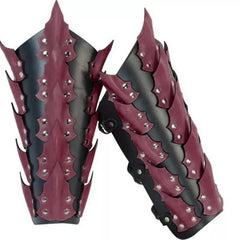 Dragon-Scaled Medieval Steampunk Viking Leather Bracers – LARP Cosplay Arm Armor for Knight, Warrior & Renaissance